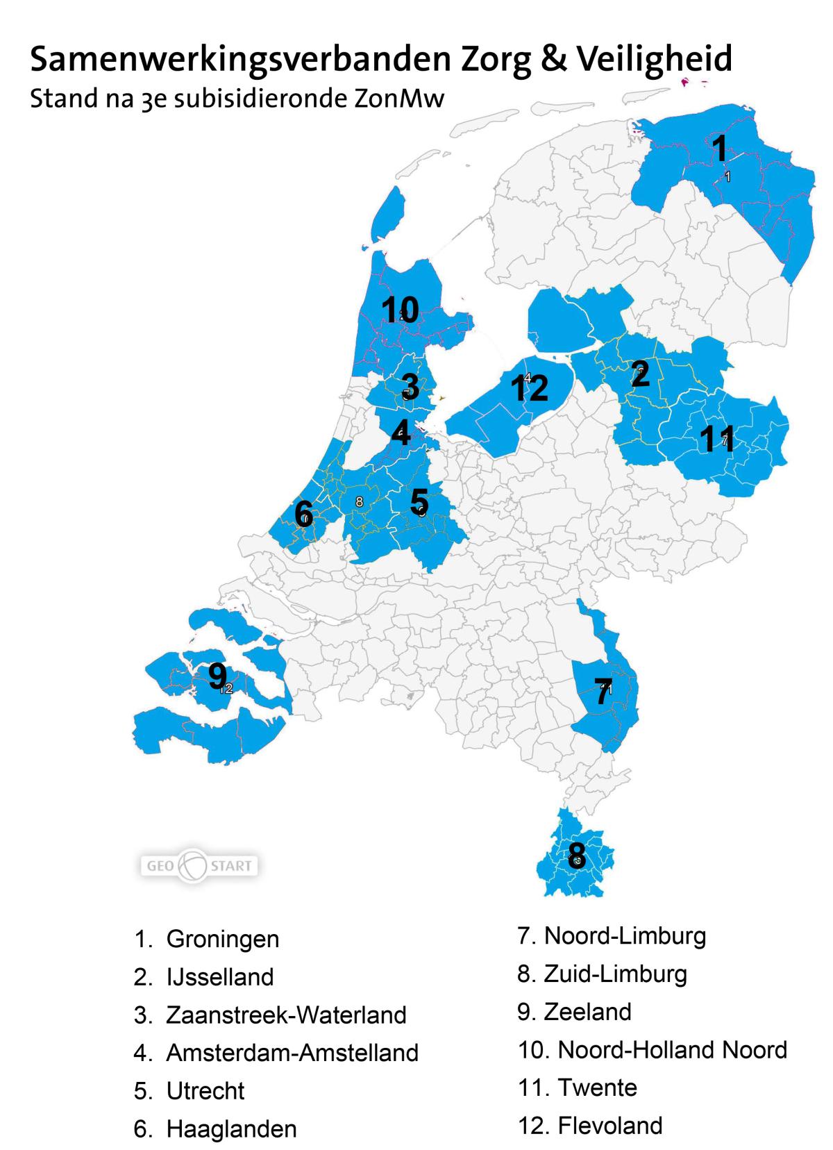 Landkaart samenwerkingsverbanden Zorg &amp; Veiligheid