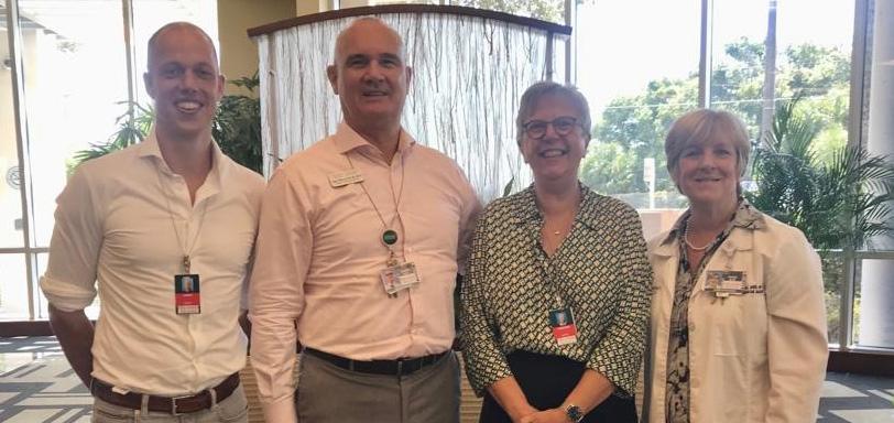 Joost Morssinkhof (Organisatorisch hoofd zorgeenheden Longgeneeskunde, Geriatrie, Palliatief Advies Team), Eugene Waterval (Orlando Health Magnet Program Director), Annemarie de Vos (lector Continue Professionele Ontwikkeling van Verpleegkundigen) en Denise Peczinka (Orlando Health Program Manager: Nursing and Special Projects).