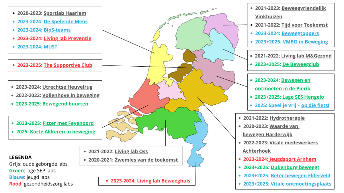 Kaart-netwerk-living-labs-sport-en-bewegen-Nederland