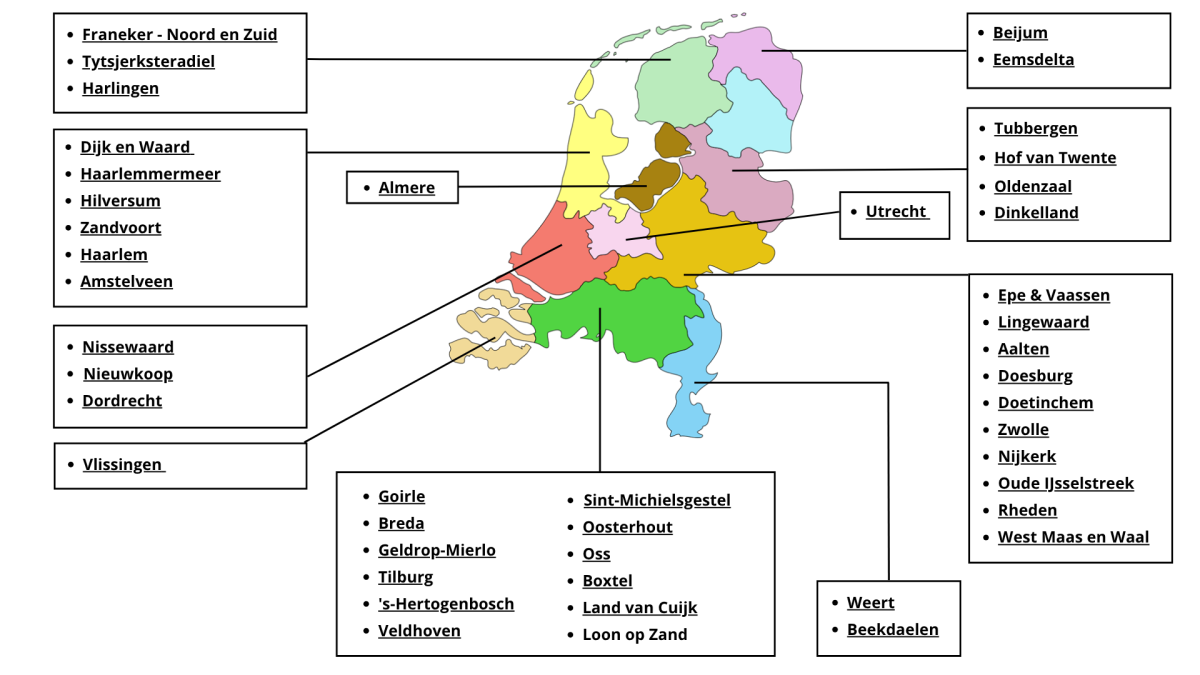Kaart met wijkscans bewegen en ontmoeten per provincie en gemeente