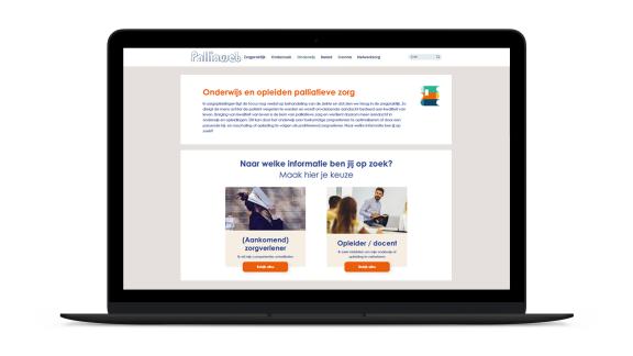 Onderwijsplatform Palliatieve zorg op laptop