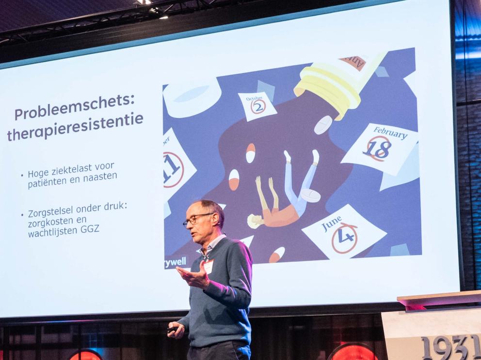 Robert Schoevers tijdens zijn presentatie op het GGG-congres 2026